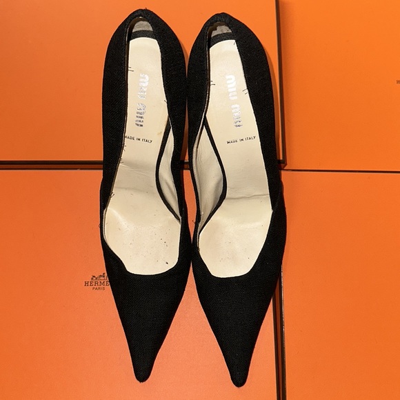 Miu Miu Black Canvas Heels - Picture 6 of 17
